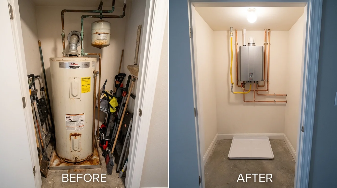 Tank water heater versus wall-mounted tankless unit comparison for Preston, GA homeowners